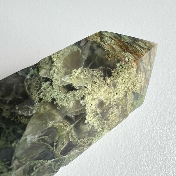 Moss Agate‎ Crystal Double Terminated Point (#3) - Picture 6 of 13